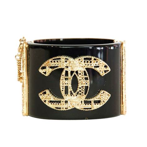 chanel black cuff|vintage Chanel cuff bracelet.